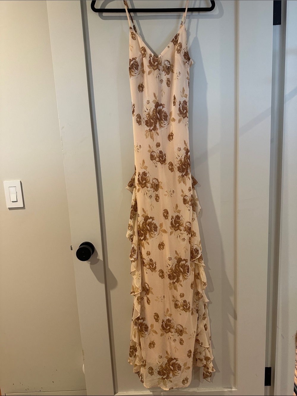 Forever 21 Cream Maxi Dress with Brown Floral Print